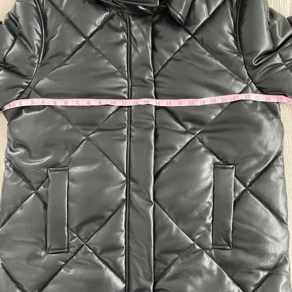 ❌SOLD ❌ NWT A&F Ultra Long Vegan Leather Quilted Puffer Coat SZ PETITE LARGE - Picture 10 of 12